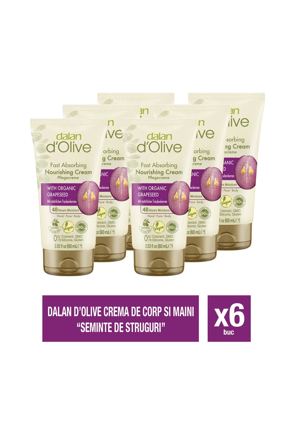 6x Crema de maini d'Olive Struguri 60ml