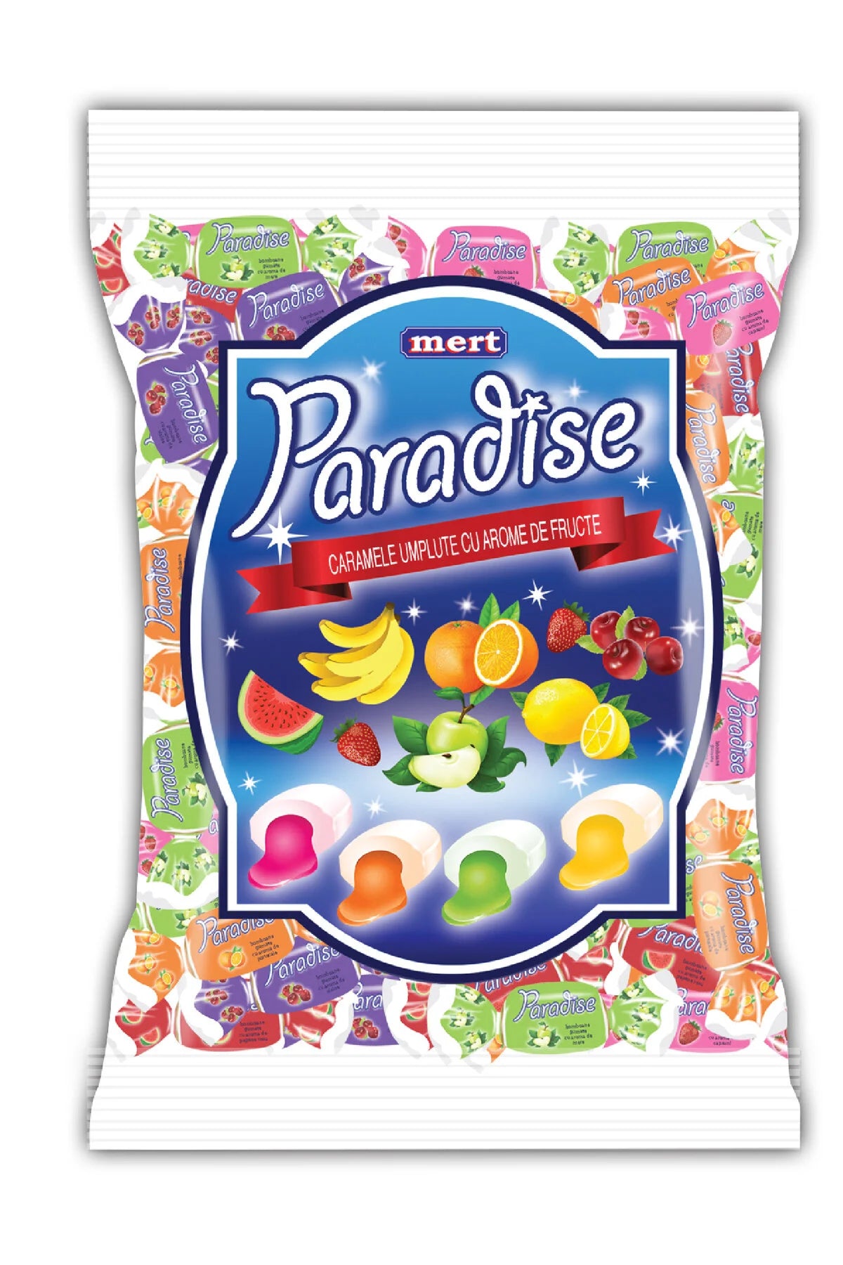 Caramele – Bomboane moi umplute cu fructe asortate – Pungă de 800g