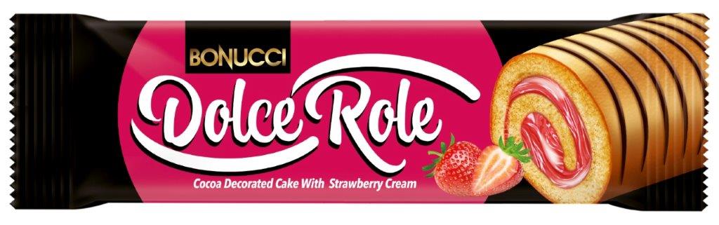 BONUCCI DOLCE ROLE Rulada de vanilie cu crema de capsuni 50 gr