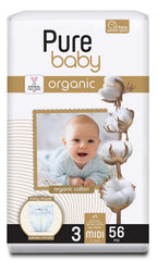 PURE BABY Organic scutece Nr. 3, 56 buc