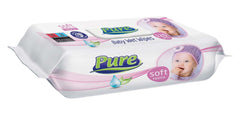 PURE SOFT Servetele umede pentru copii cu capac 120 buc mix