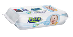 PURE SOFT Servetele umede pentru copii cu capac 120 buc mix