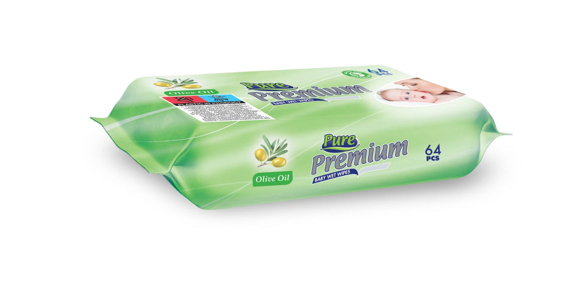 PURE PREMIUM Servetele umede pentru copii cu capac 64 buc