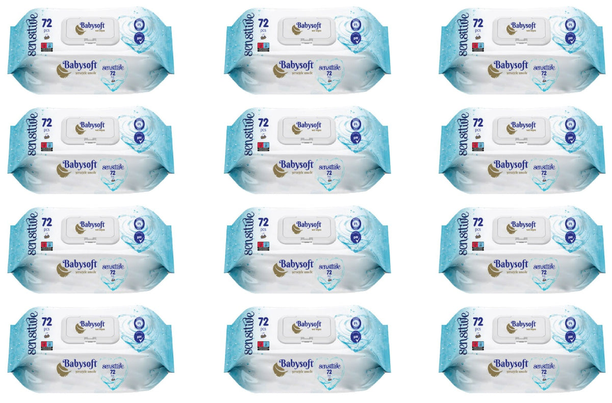 Pachet Promo Servetele Umede Babysoft Sensitive,12 pachete x 72 buc.