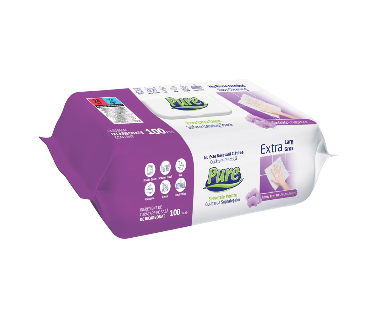 Servetele umede pentru suprafete PURE 100buc/pachet - diverse sortimente