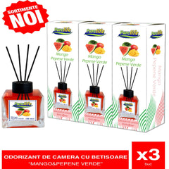 Odorizant de Camera cu Betisoare - Mango&Pepene Verde 3 buc