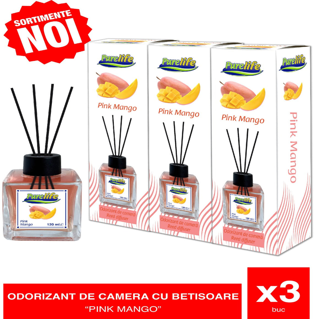 Odorizant De Camera Cu Betisoare - Pink Mango 3 buc