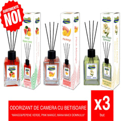 Pachet Promo - Odorizant De Camera Cu Betisoare (Mango&Pepene, Pink Mango, Mana Maicii Domnului)