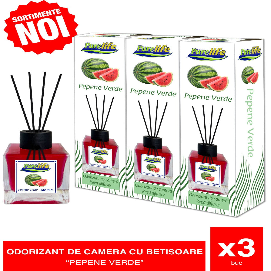 Pachet Promo - Odorizant De Camera Cu Betisoare (Pepene Verde) 3 buc