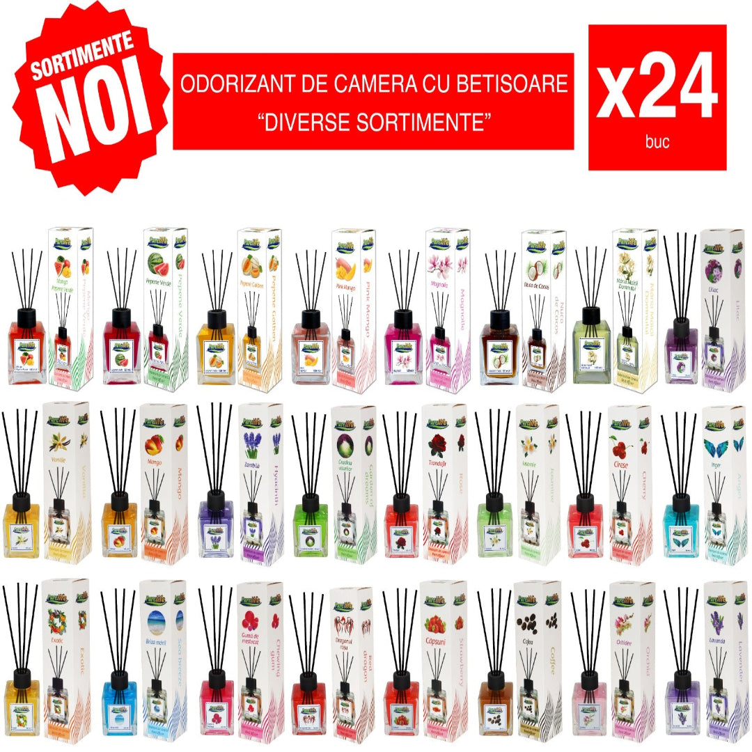 Pachet Promo - Odorizant De Camera Cu Betisoare (Diverse Sortimente) 24 buc