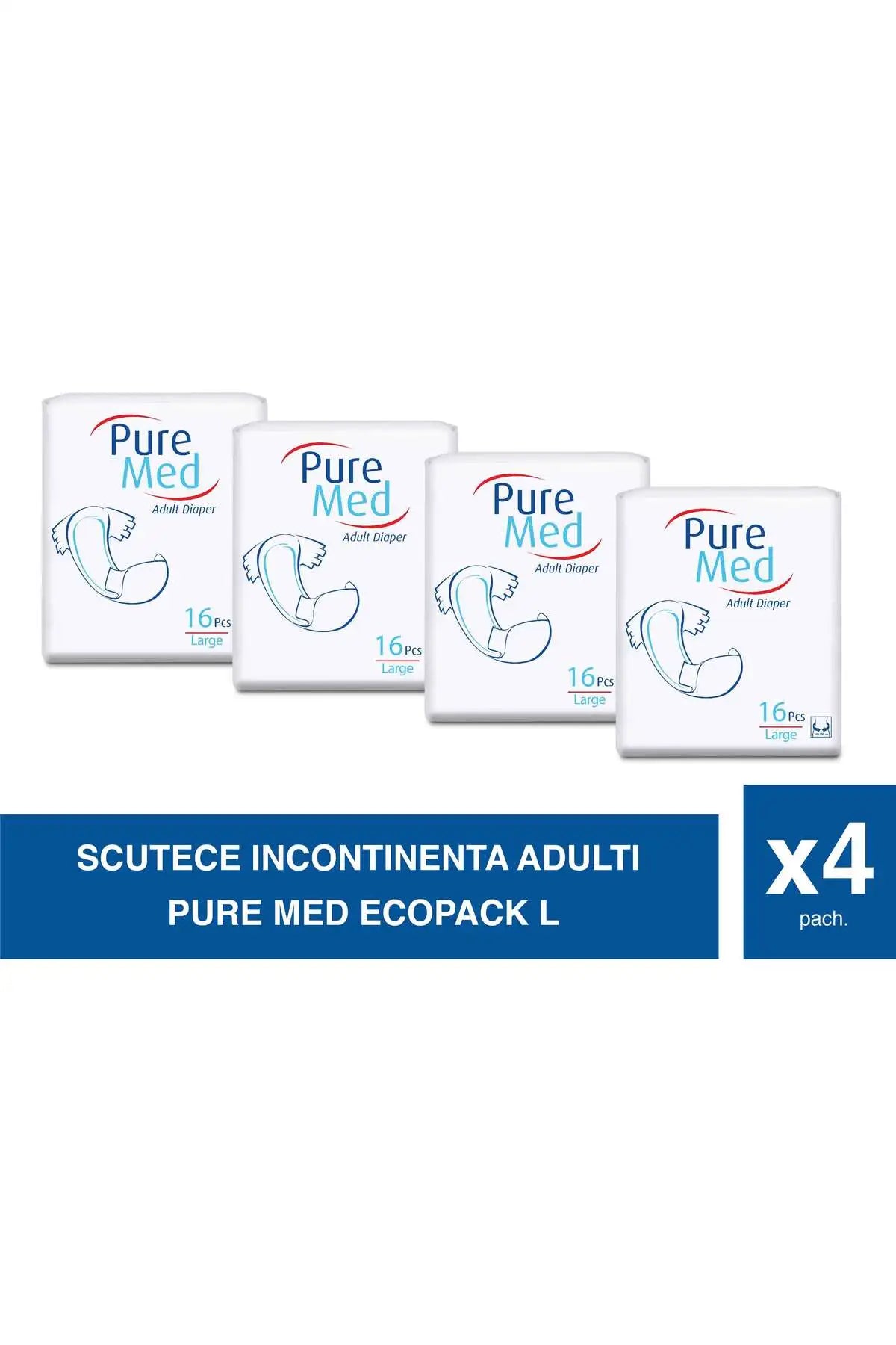 Pure Med Set de 4 pachete de scutece pentru adulți L 16 bucăți