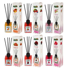 PureLife Odorizant cameră 120ml – Set 6 Arome: Mango, Fructe, Orhidee, Căpșuni, Trandafir, Gumă