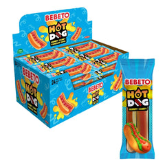 BEBETO Jelly Hot Dogs – 30g x 24 Bucăți | Jeleuri Gumate Distractive în Formă de Hot Dog