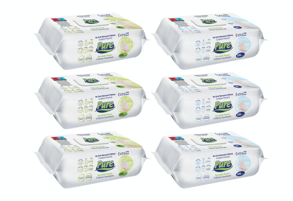 Pachete Promo Servetele umede suprafete PURE (6 buc/bax)