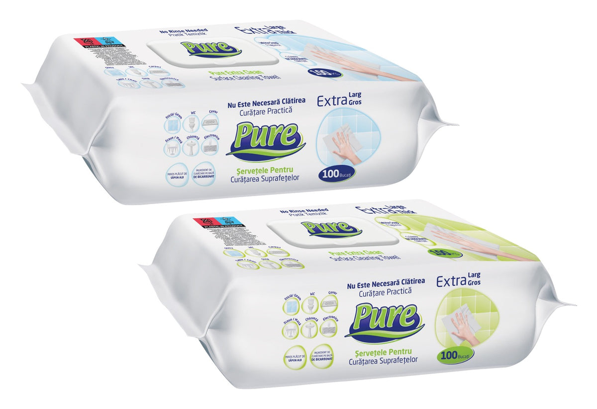 Pachete Promo Servetele umede suprafete PURE, 100 buc (2 buc/pachet)