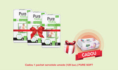 Pachet Promo: 3x Scutece PURE BABY Organic Bamboo (4 MAXI) + CADOU Servetele Umede Pure Soft (120 buc.)