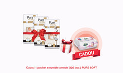 Pachet Promo: 3x PURE BABY Organic (5 JUNIOR) + CADOU Servetele Umede Pure Soft (120 buc.)
