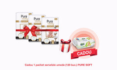 Pachet Promo: 3x PURE BABY Organic (4 MAXI) + CADOU Servetele Umede Pure Soft (120 buc.)