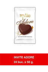 INVITE ADORE prăjitură cu glazură de ciocolată și sos de ciocolată 50 gr x 24 bucăți