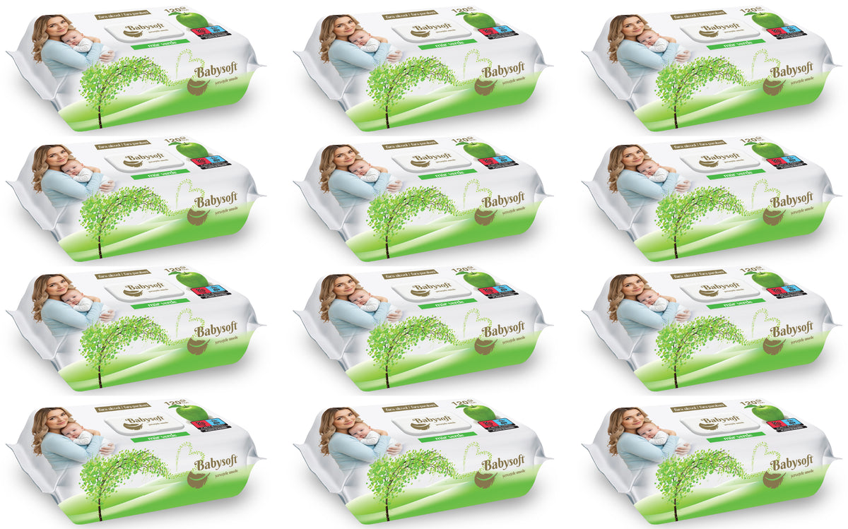 Set 12  pachete s Servetele umede Babysoft 120buc./pachet cu aroma de mar verde