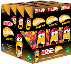 BEBETO Cool Beans Sour Mix – Jeleuri acrișoare în formă de boabe, 30 g x 12