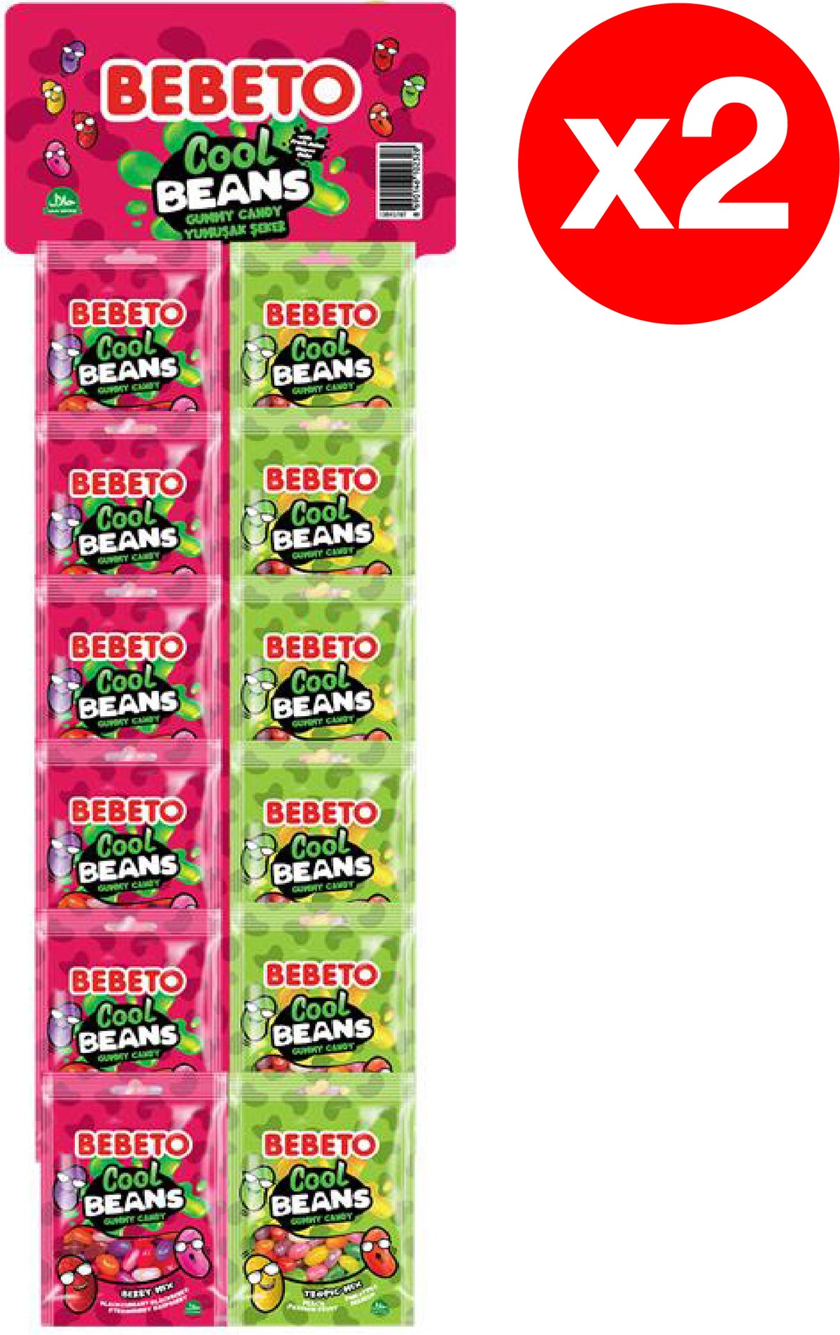 Bebeto BEANS SOUR MIX – Berry & Tropical Sour Jellies 60g x 12 x 2