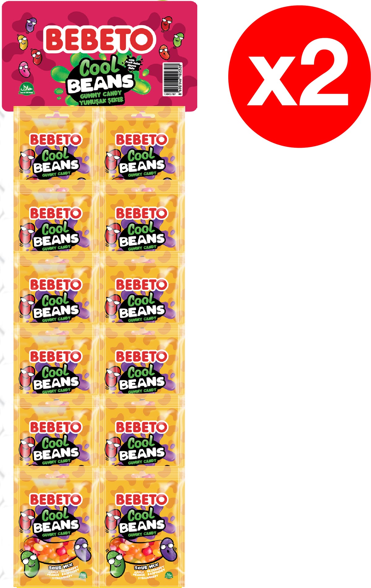 BEBETO BEANS SOUR MIX – Sour jellies with stand 60g x 12 x 2