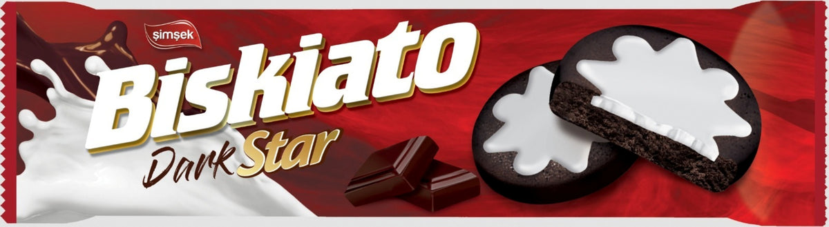 Biskiato Star Dark Cocoa Biscuiți Sandwich cu umplutură premium de cremă de vanilie 55g x 24 bucăți (Cutie vrac)
