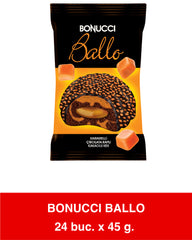 BONUCCI BALLO - Prajitura cu glazura de ciocolata si fulgi caramel si crema de caramel  45g x 24