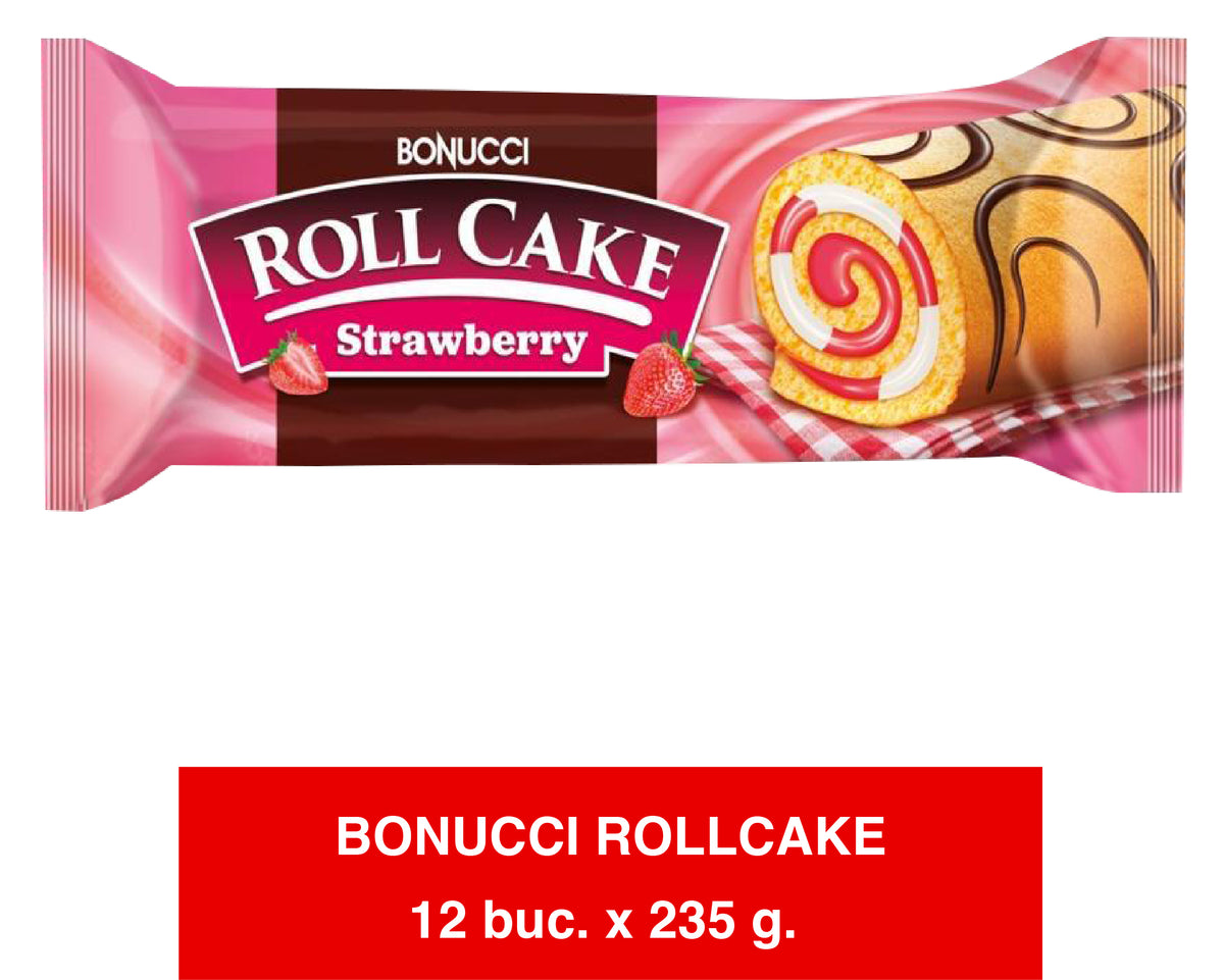 Bonucci ROLLCAKE – Roll cake with strawberry cream, 235g x 12 pieces