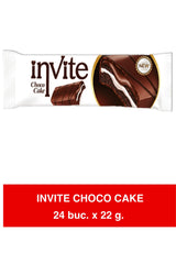 INVITE Choco Cake – Prăjitură de ciocolată tip sponge cu umplutură cremoasă și glazură de cacao – 22g x 24