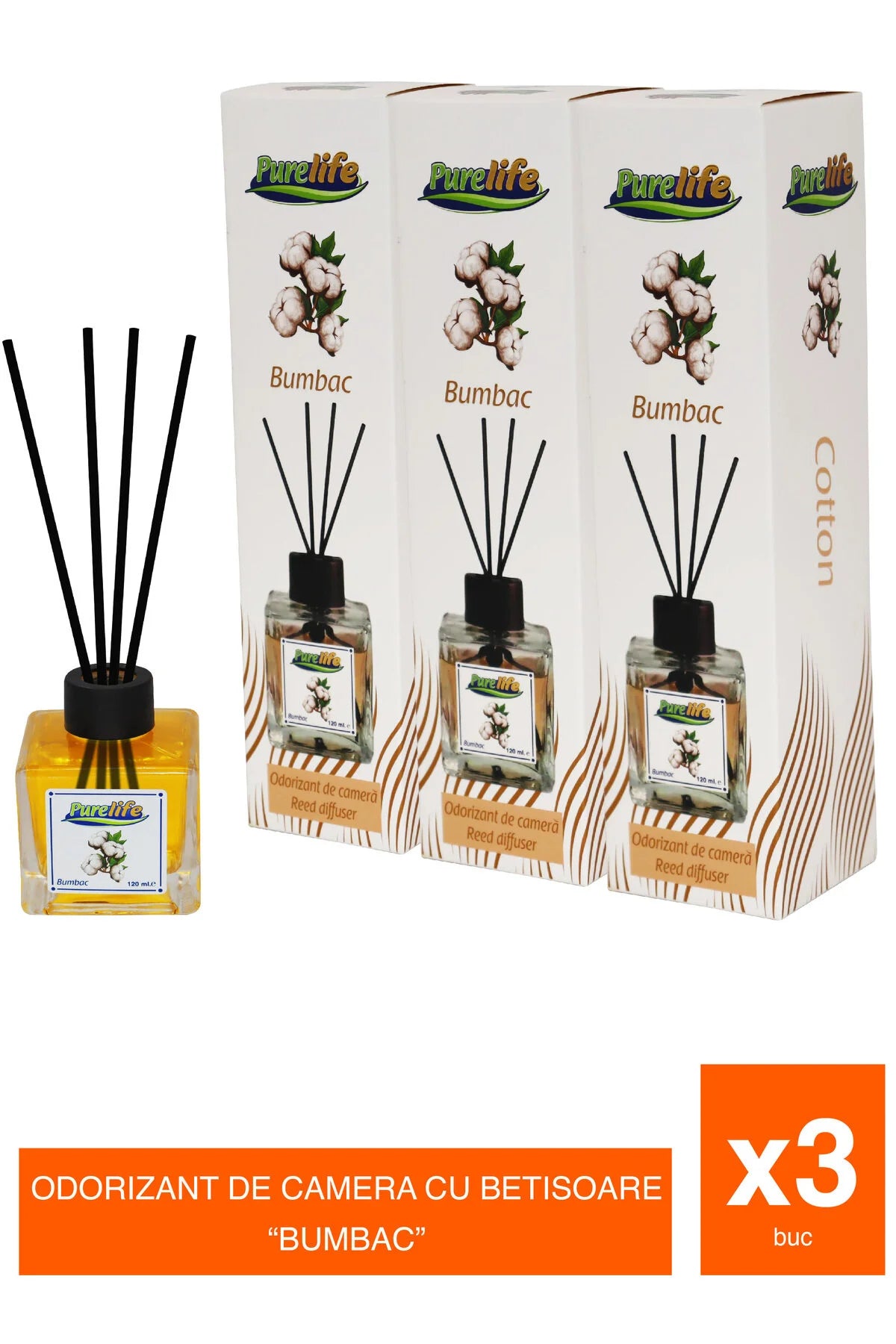 Set de 3 odorizante de cameră – Cotton – 120 ml