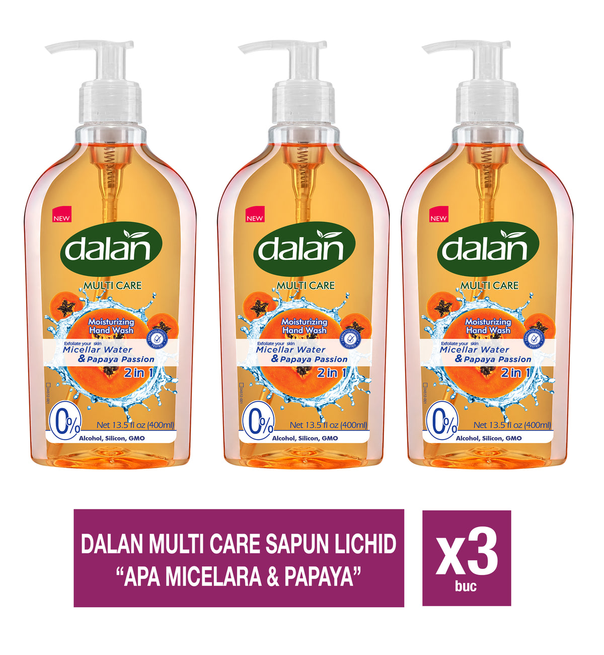 Dalan Multicare  sapun lichid Papaya - set 3 bucati