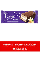 Paradise Prajitura Glazurat – Prăjitură cu cremă de vanilină și glazură de cacao – 25g x 24