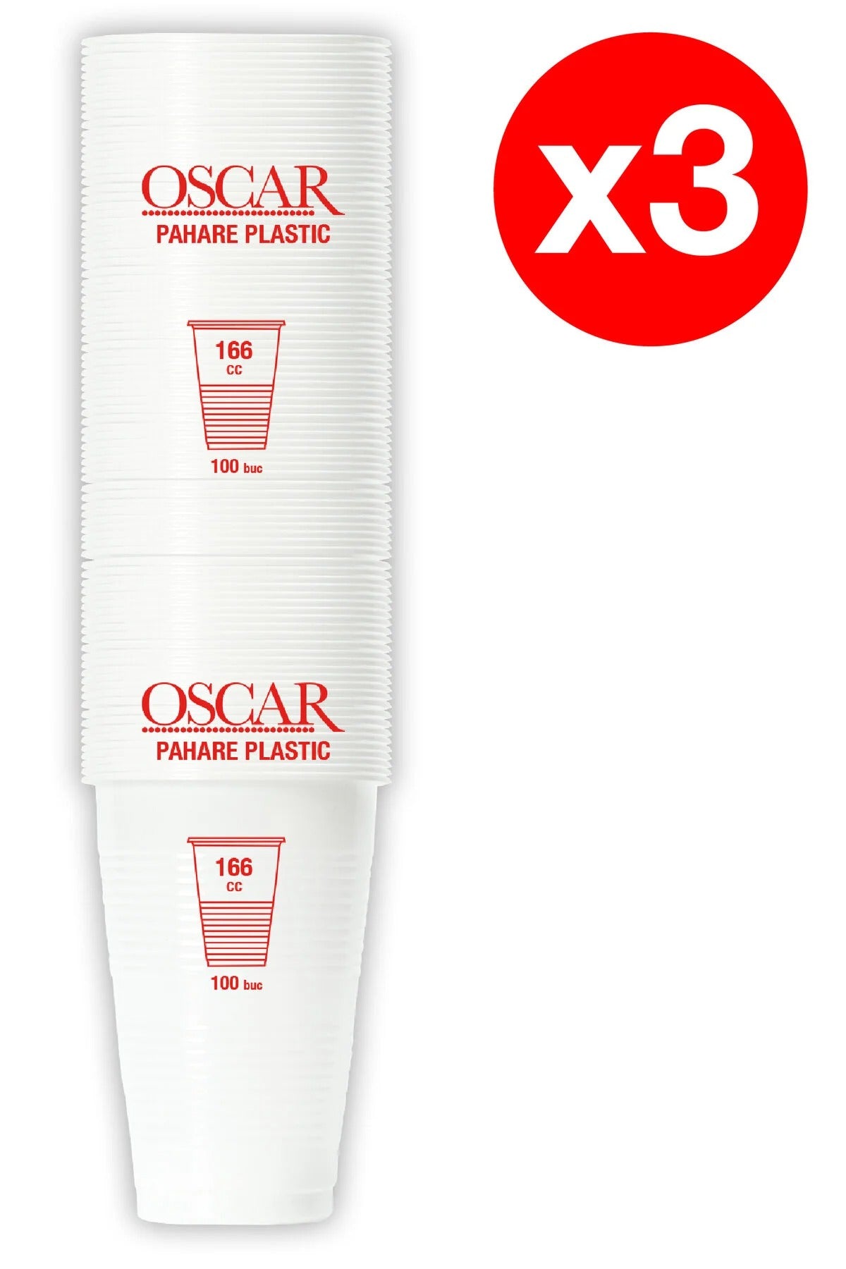 Oscar Pahare Plastic 166cc – 3 x 100 Bucăți