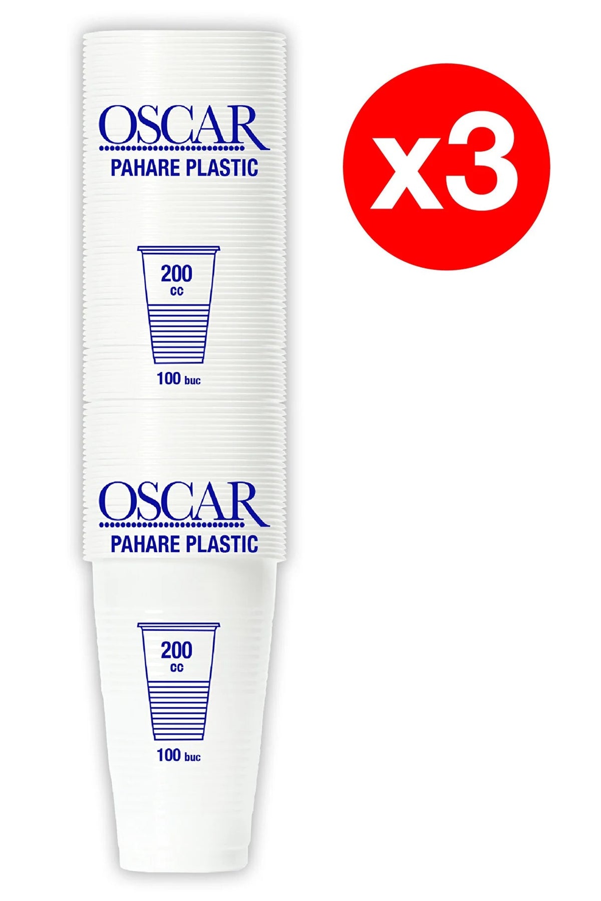 Oscar Pahare Plastic 200cc – 3 x 100 Bucăți
