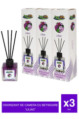 Set de 3 odorizante de cameră cu bețișoare – Liliac – 120 ml