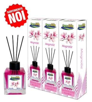 Set 3 x PureLife Odorizant de cameră cu bețișoare PureLife – Magnolie – 120 ml