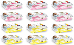Babysoft Șervețele umede, cutie asortată, 6 cu căpșuni și 6 cu lămâie, 72 bucăți x 12 pachete