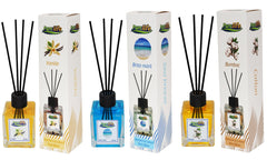 PureLife Odorizant de camera cu betisoare PureLife – 120 ml, Set 3 arome (Bumbac, Vanilie, Briza marii)