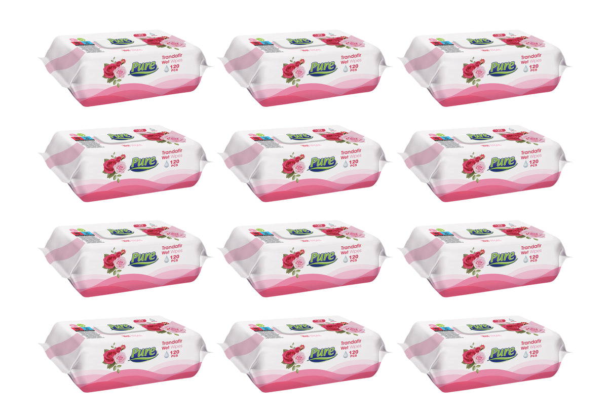 Pachete Promo Servetele umede PURE trandafir (12 buc/bax)