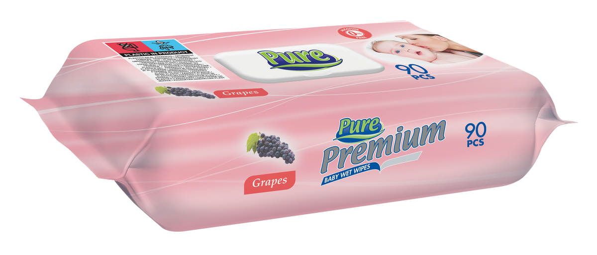 PURE PREMIUM Servetele umede pentru copii cu capac 64 buc