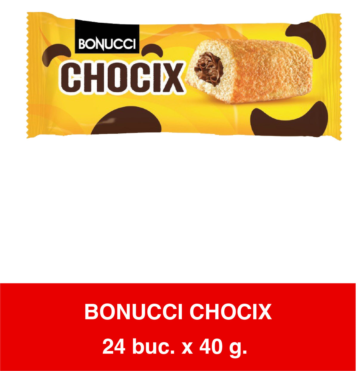 BONUCCI CHOCIX - Prajitura lapte  cu crema ciocolata 40g x 24