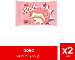 GOGO - Biscuiti sandwich cu glazura de capsuni si crema mashmallow 22g x24