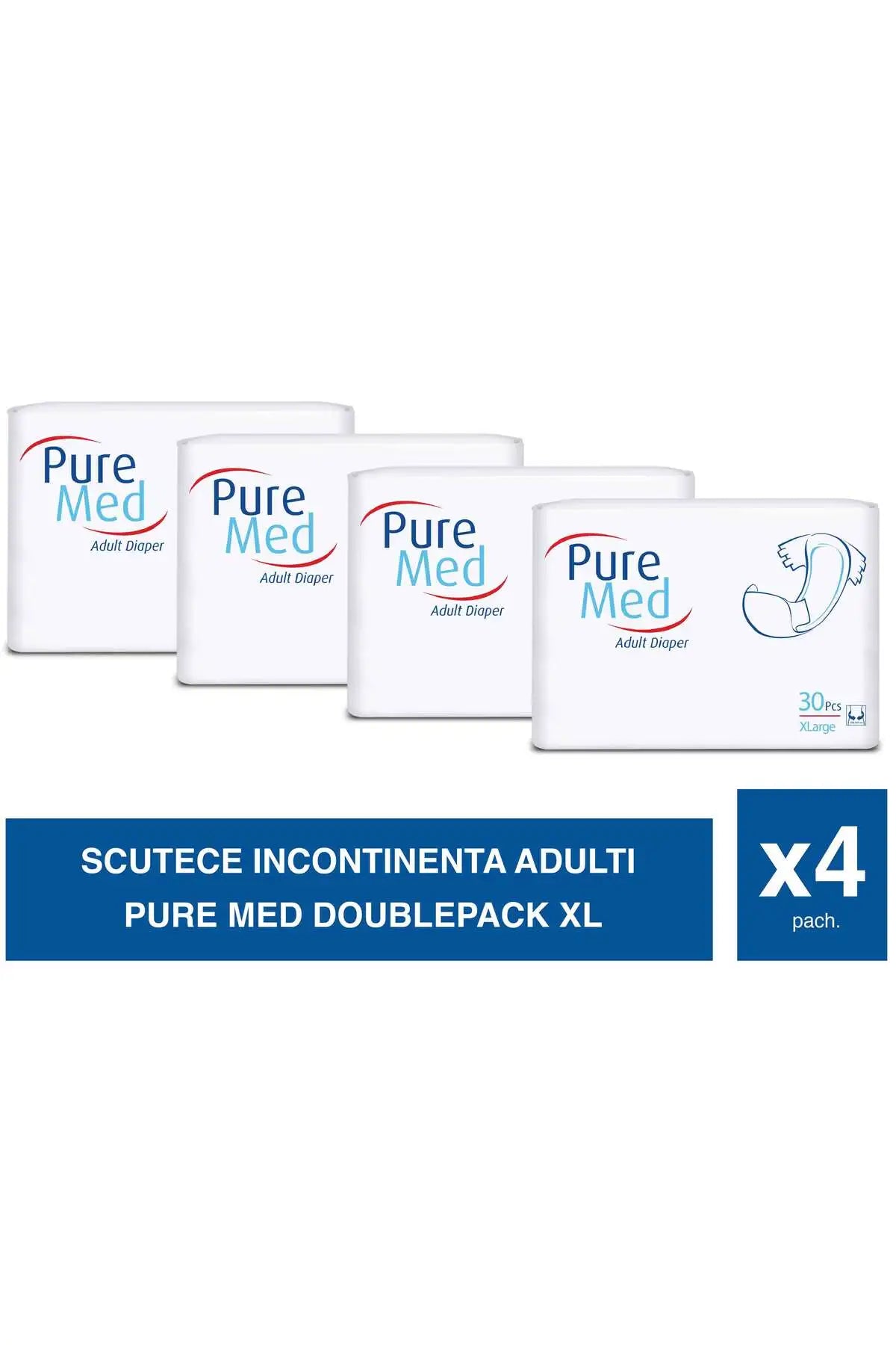 Pure Med Set de 4 Scutece pentru Adulți XL 30 Bucăți